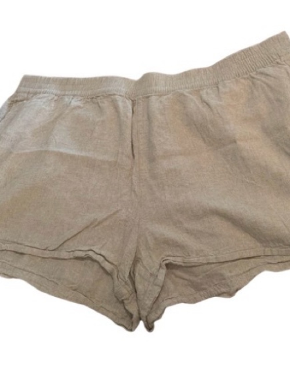 Casual Elastic Waist Linen Blend Shorts - Taupe